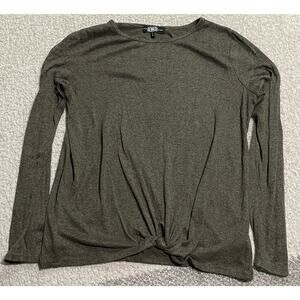 Rewash Women's Size Large Front Knot Long Sleeve Top Brown KT4020 JT105B001